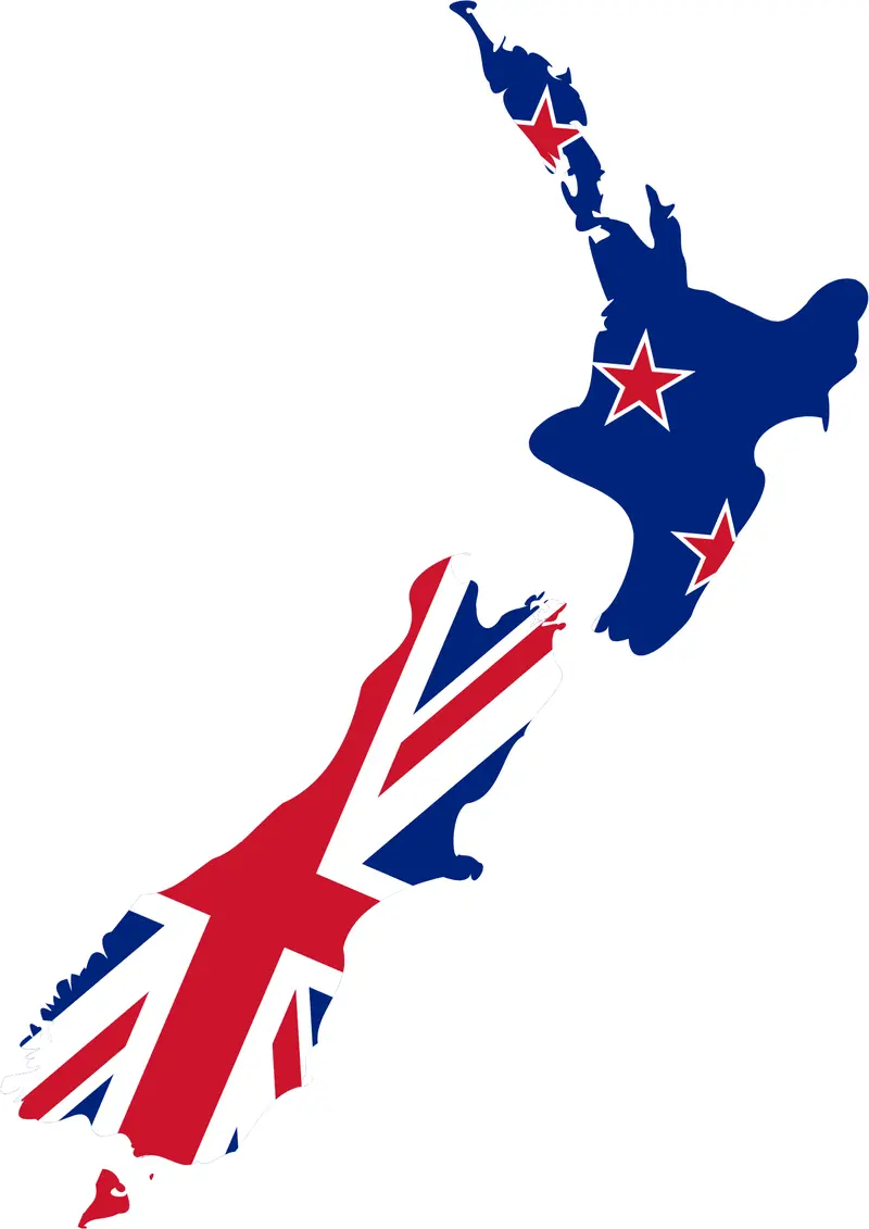 Map: Flag and Map of New Zealand