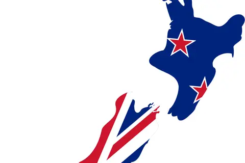 Map: Flag and Map of New Zealand