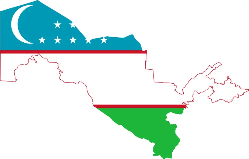 Map: Flag and Map of Uzbekistan