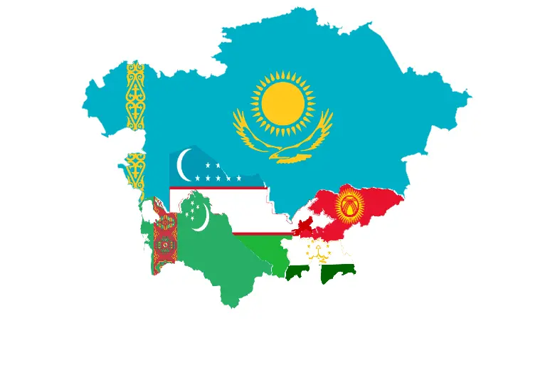 Map: Flag Map of Central Asia