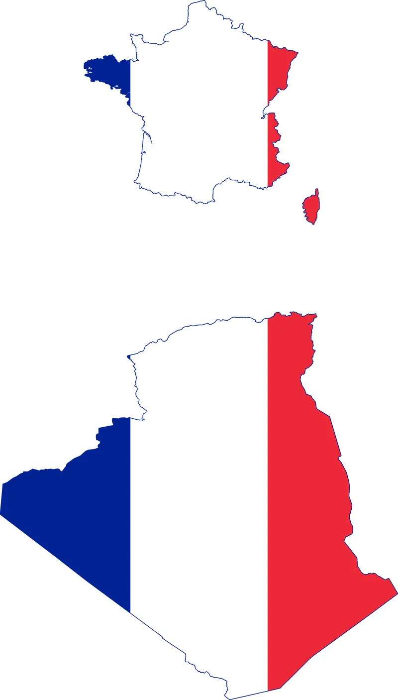 Map: Flag Map of France and Algeria 1848 1962