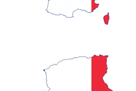 Map: Flag Map of France and Algeria 1848 1962