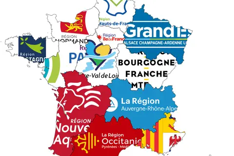 Map: Flag Map of French Regions Logo Flags