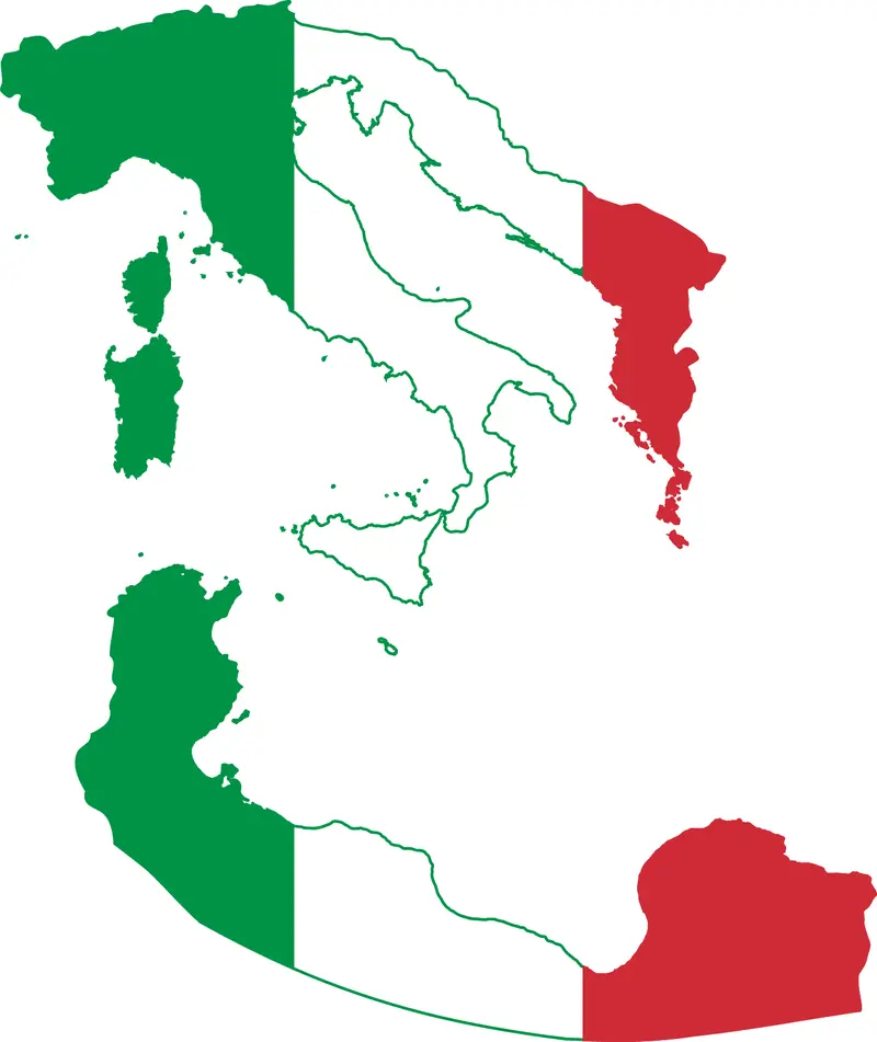 Map: Flag Map of Greater Italy