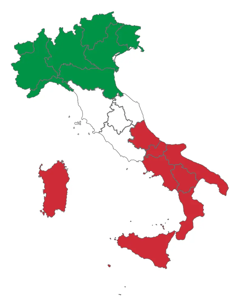 Map: Flag Map of Italy with Regions