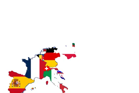 Map: Flag Map of Modern Day First French Empire