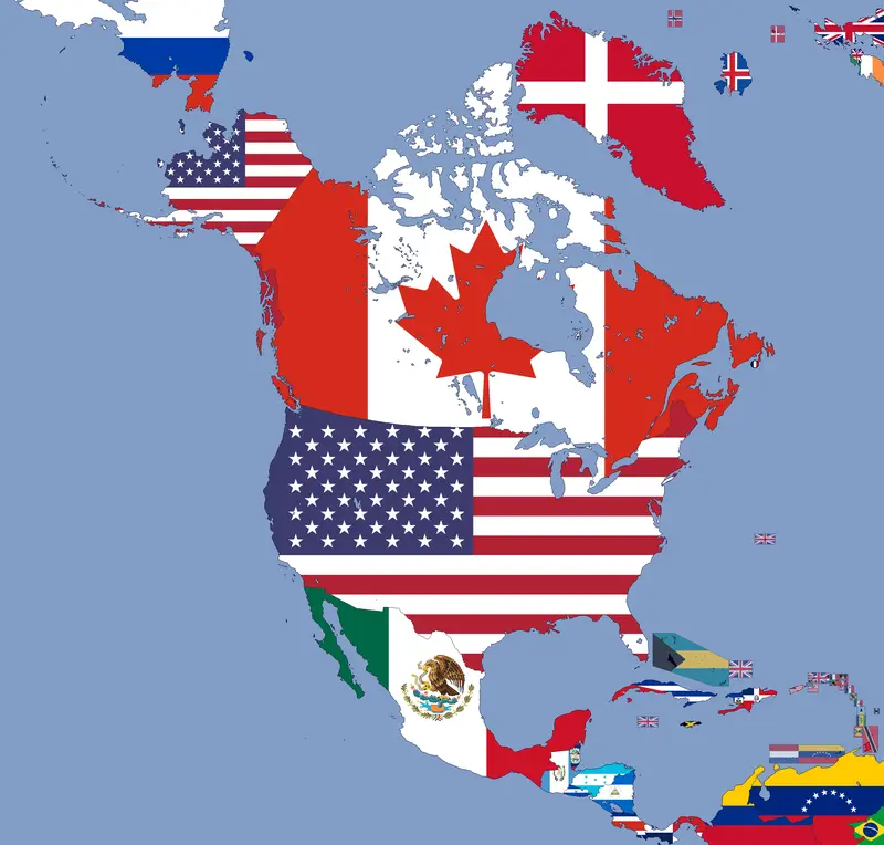 Map: Flag Map of North America
