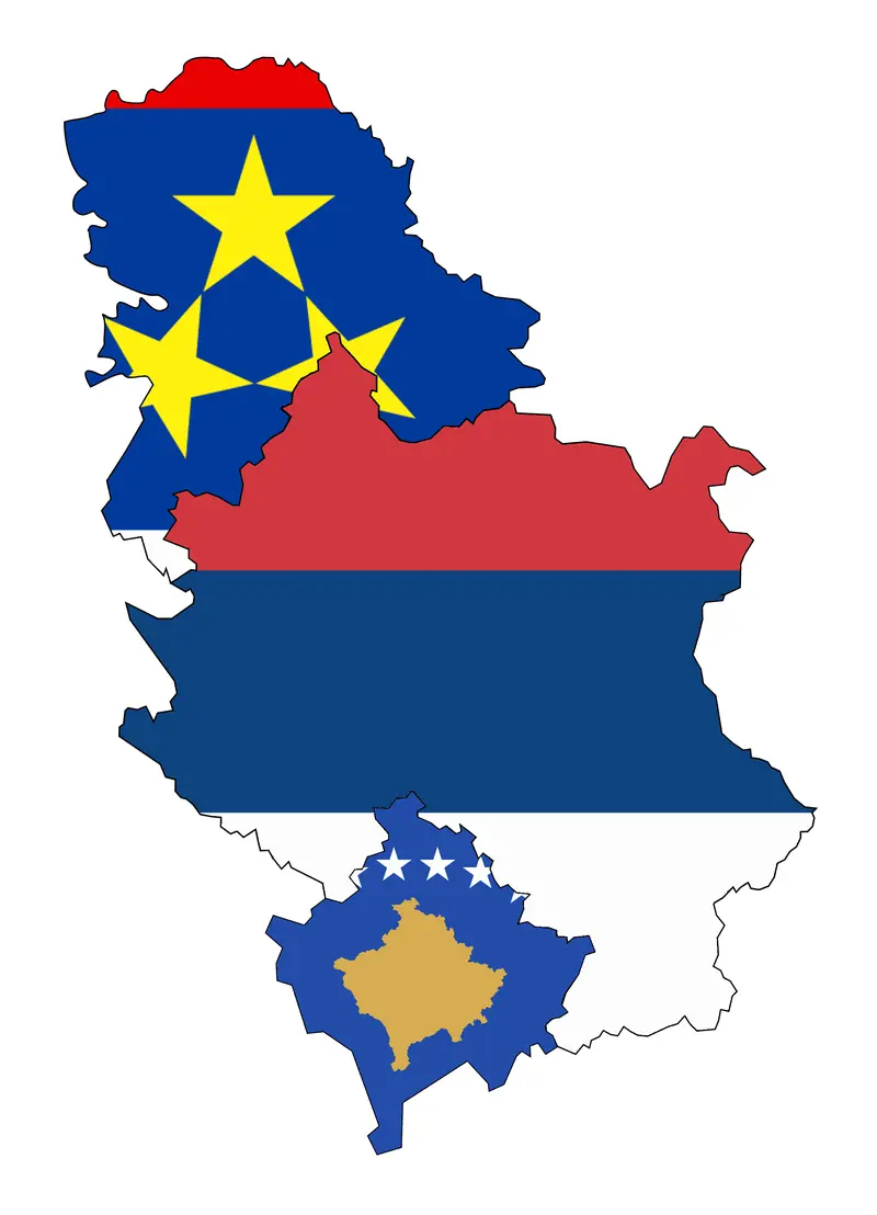 Map: Flag Map of Serbia Kosovo Vojvodina