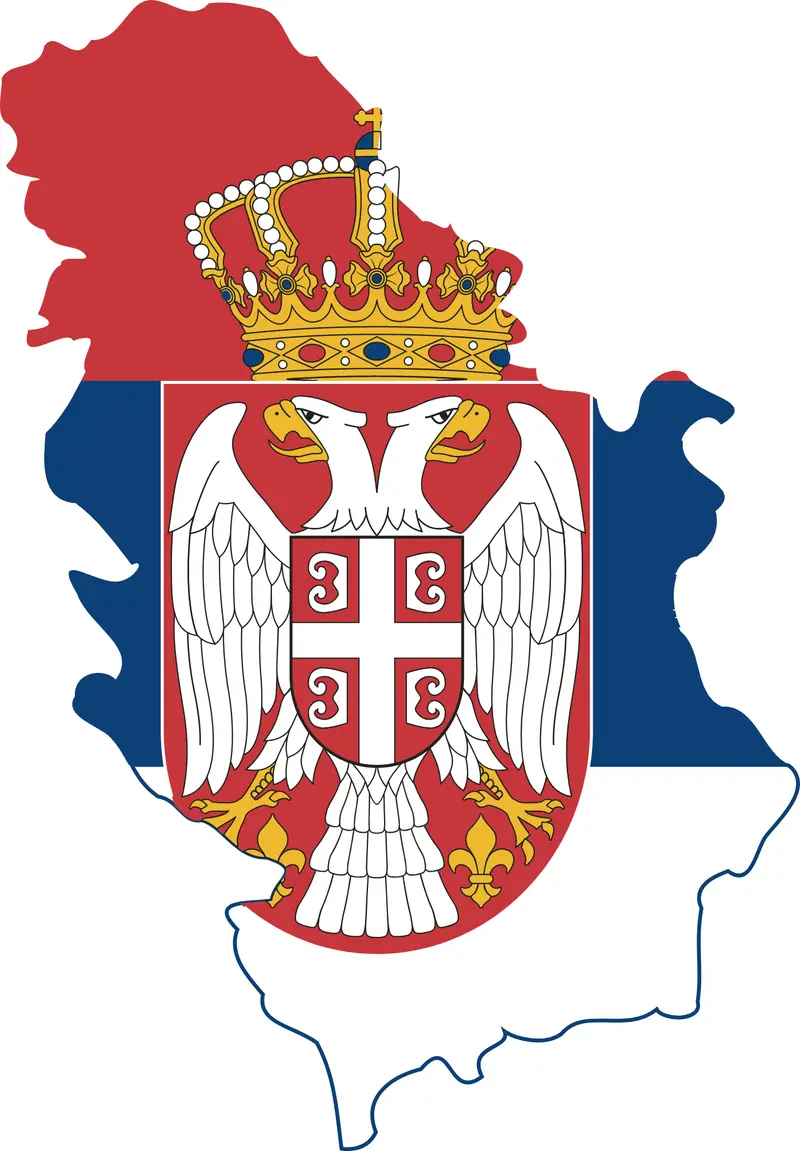 Map: Flag Map of Serbia with Kosovo