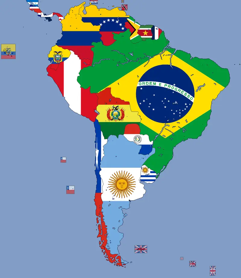 Map: Flag Map of South America