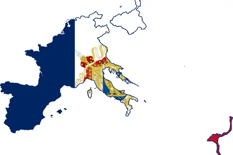Map: Flag Map of the First French Empire Areas of Influence