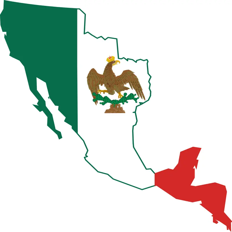 Map: Flag Map of the First Mexican Empire 18211823