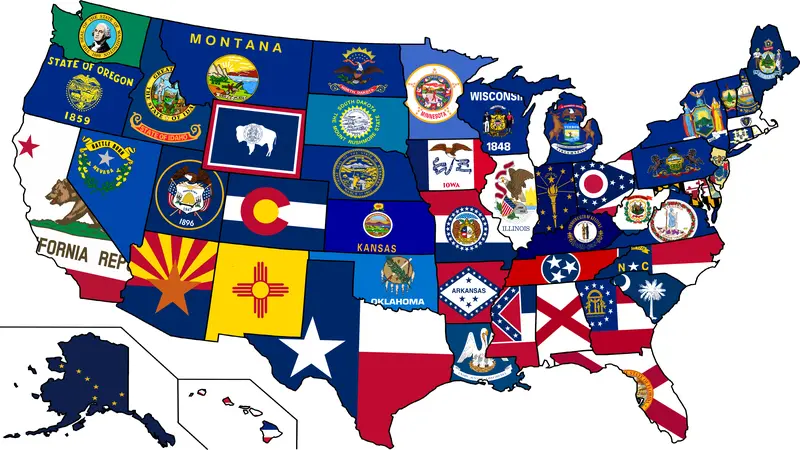 Map: Flag Map of the United Statessubdivisions
