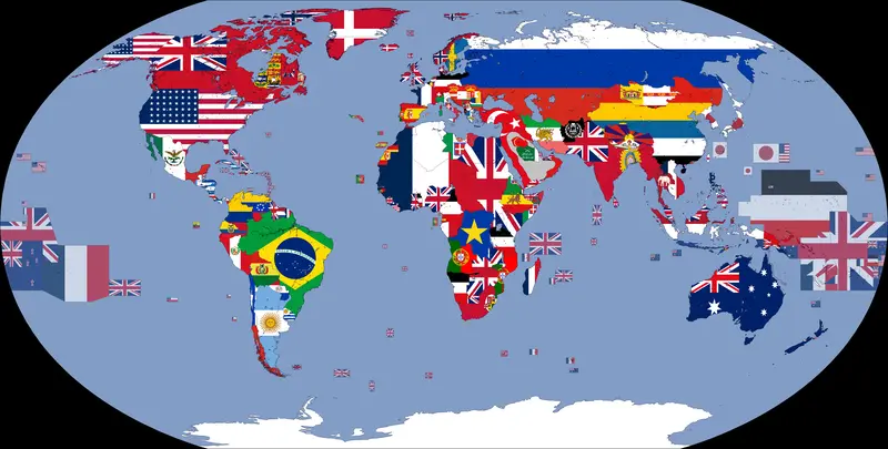 Map: Flag Map of the World 1914