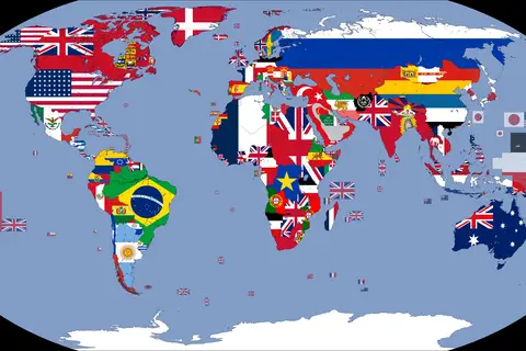 Map: Flag Map of the World 1914