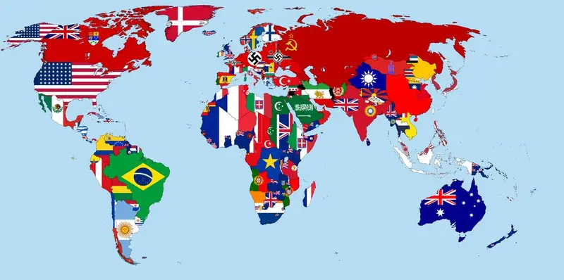 Map: Flag Map of the World 1942