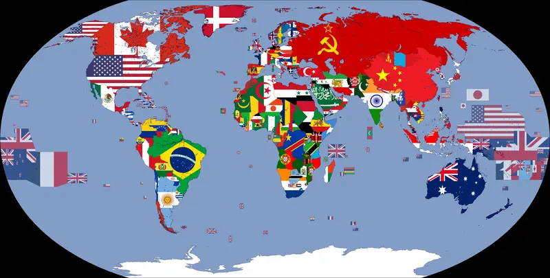 Map: Flag Map of the World 1970