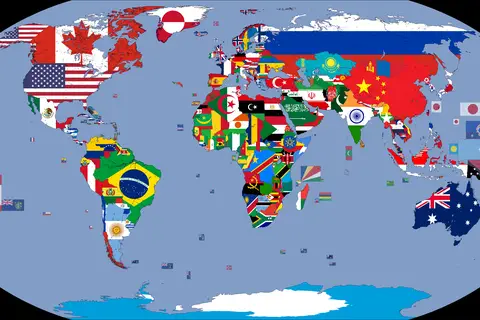 Map: Flag Map of the World Dependent Territories Included
