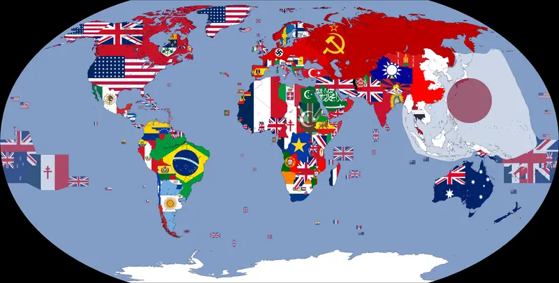 Map: Flag Map of the World Wwii