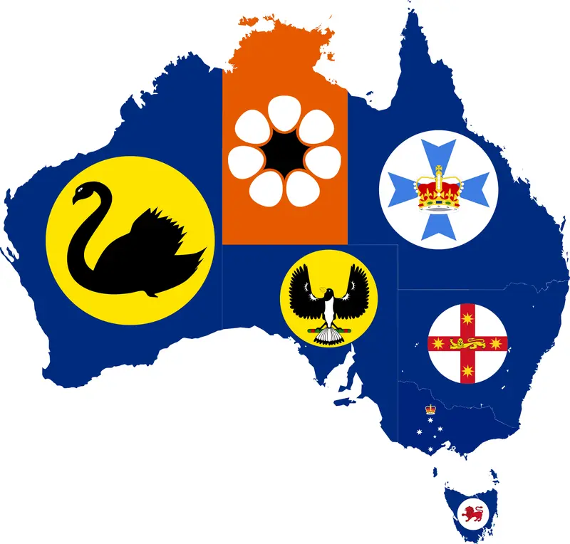 Map: Flagmap of States and Territories of Australia