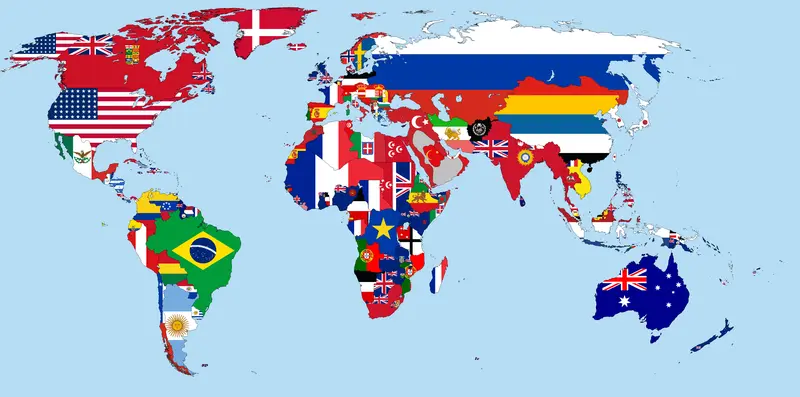 Map: Flagmap of the World 1914