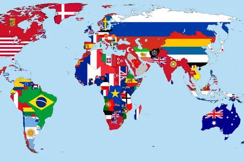 Map: Flagmap of the World 1914