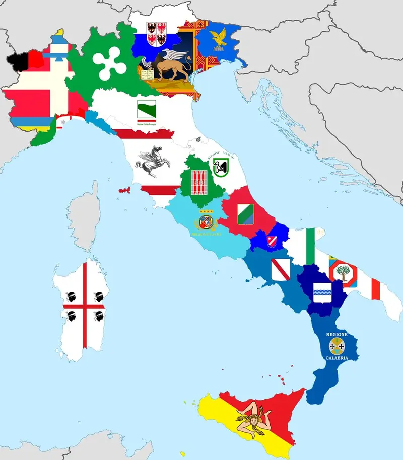 Map: Flags of the Regions of Italy