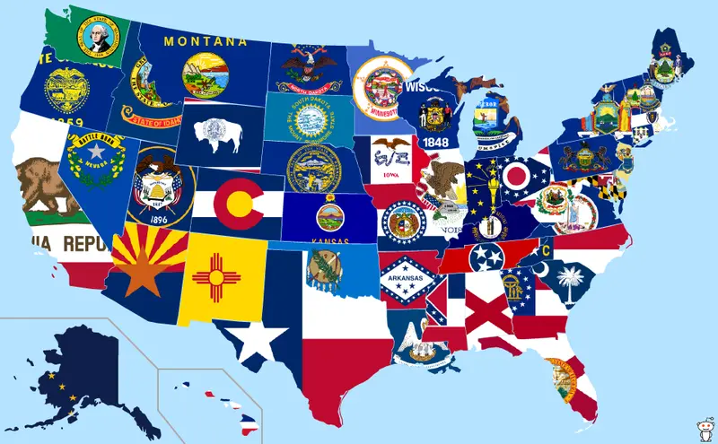 Map: Flags of the US states