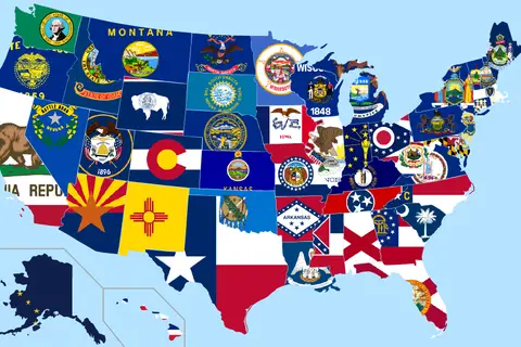 Map: Flags of the US states