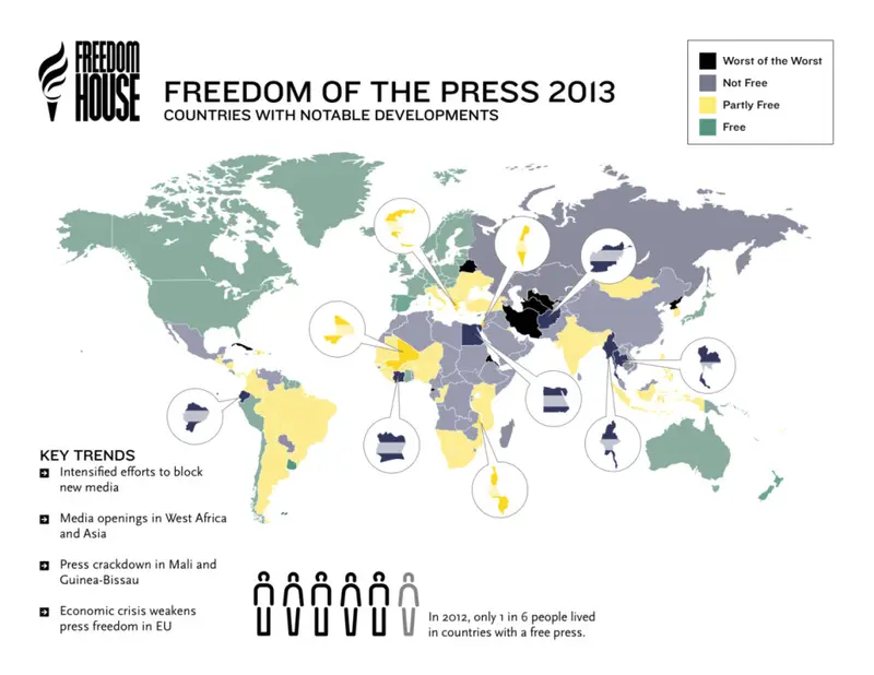 Map: Freedom of the press 2013