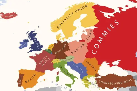 Map: Funny map of American view of Europe