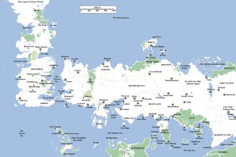 Map: Game of Thrones World Map and Cities