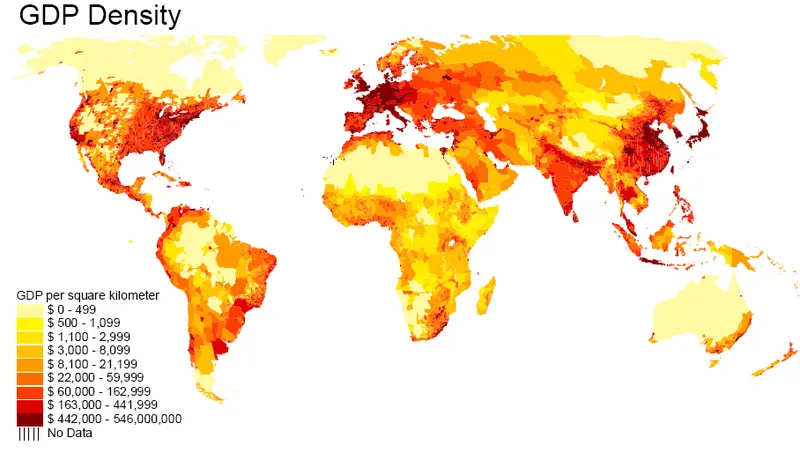 Map: GDP Density Worldwide