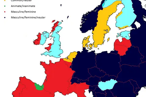 Map: Gender in European languages