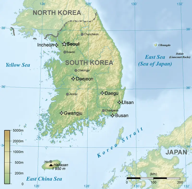 Map: General Map of South Korea
