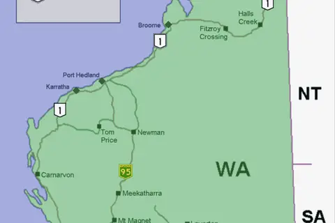 Map: Geraldton Location Map in Western Australia
