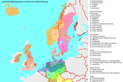 Map: Germanic Languages Map Europe
