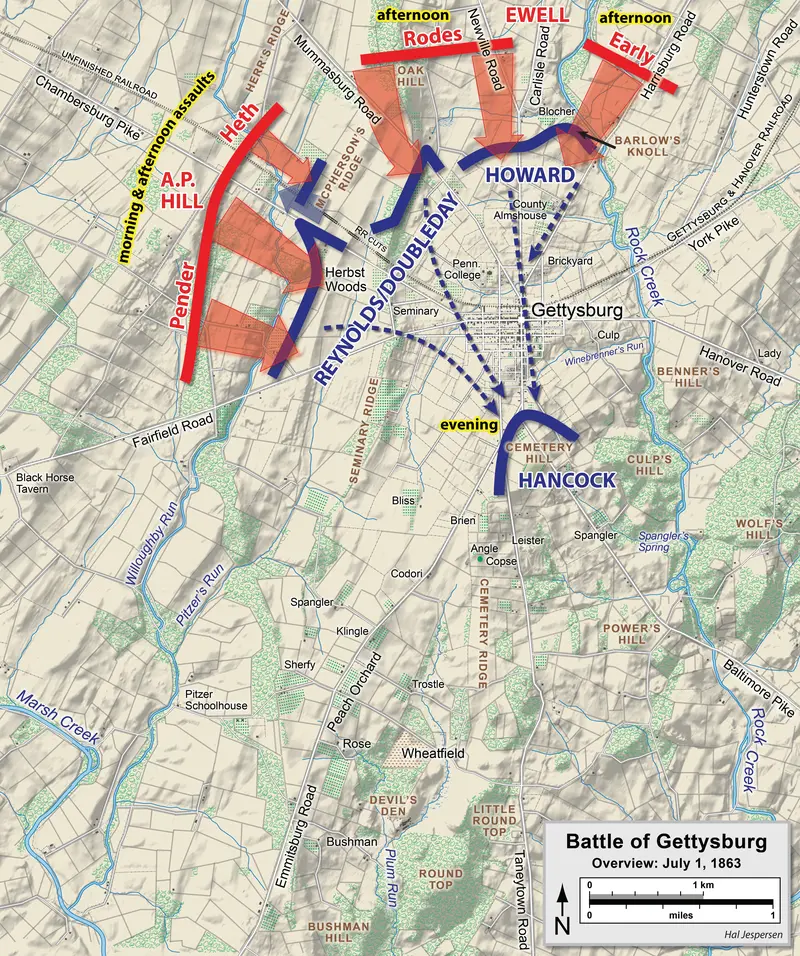Map: Gettysburg Battle Map Day1