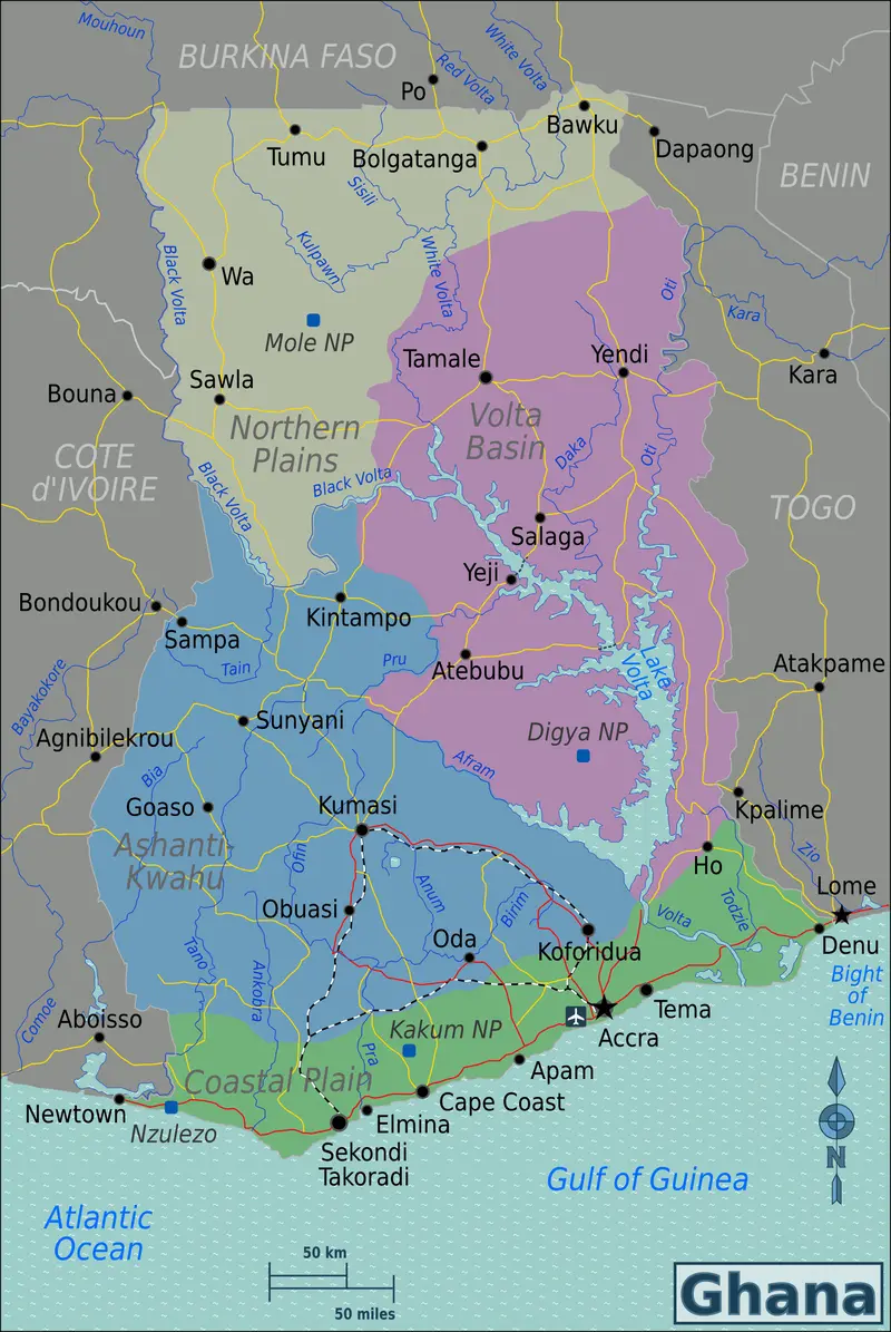 Map: Ghana Regions Map