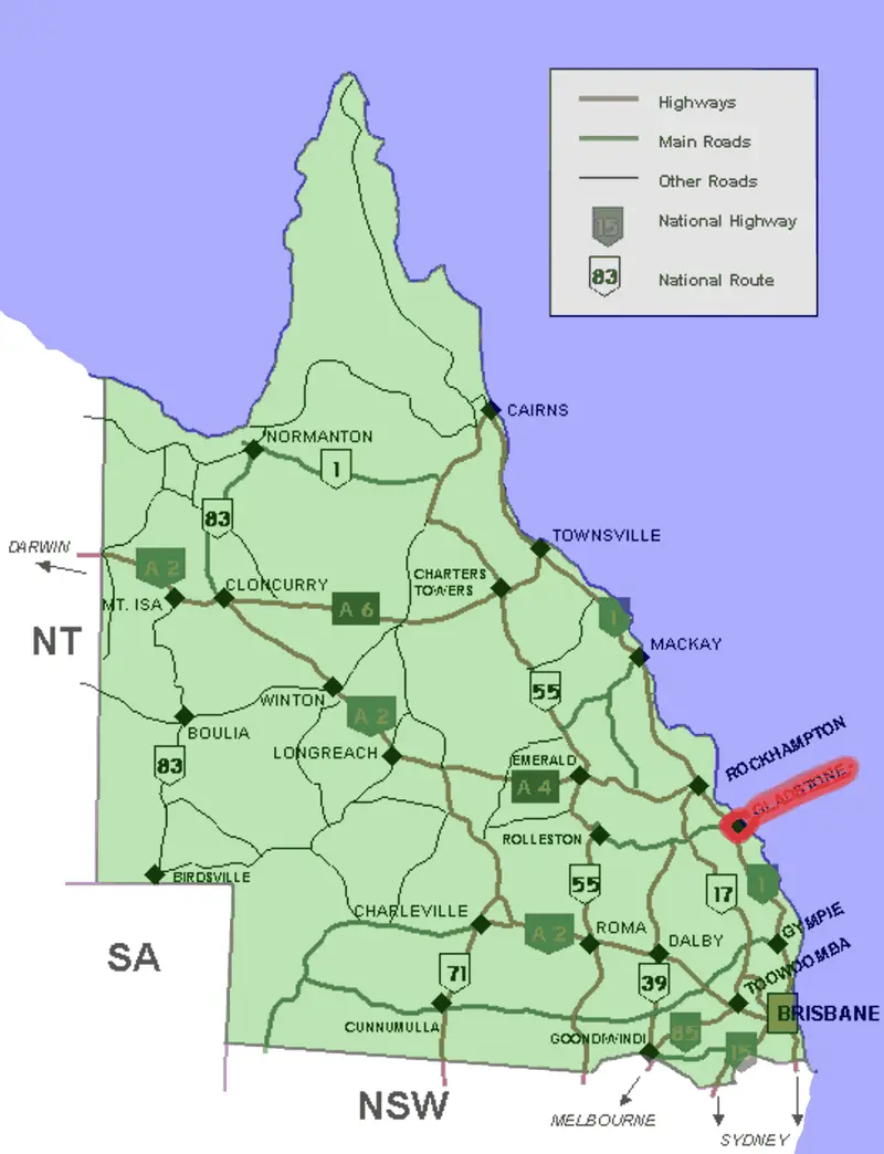 Map: Gladstone Location Map in Queensland