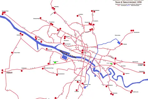 Map: Glasgow Tram Map 1950
