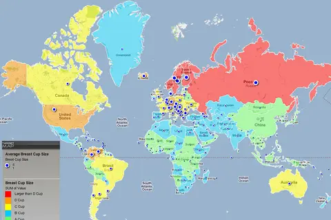 Map: Global average breast cup size