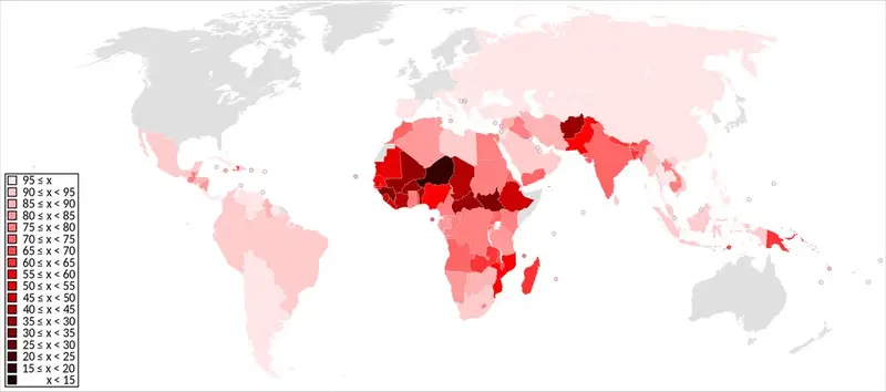 Map: Global Literacy Rate in 2015