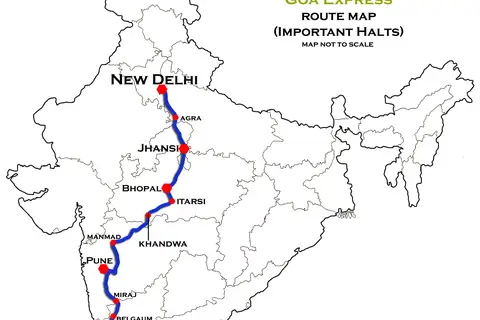 Map: Goa Express Vasco Nizamuddin Route Map