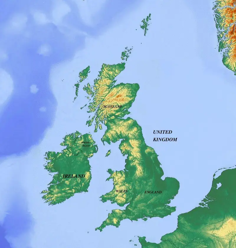 Map: Great Britainunited Kingdom Topographic Map