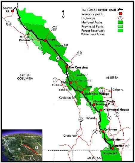 Map: Great Divide Trail Map