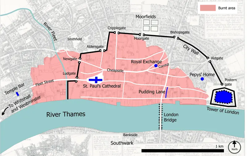 Map: Great Fire of London Map