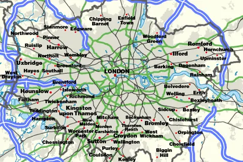 Map: Greater London Map with Suburban Towns