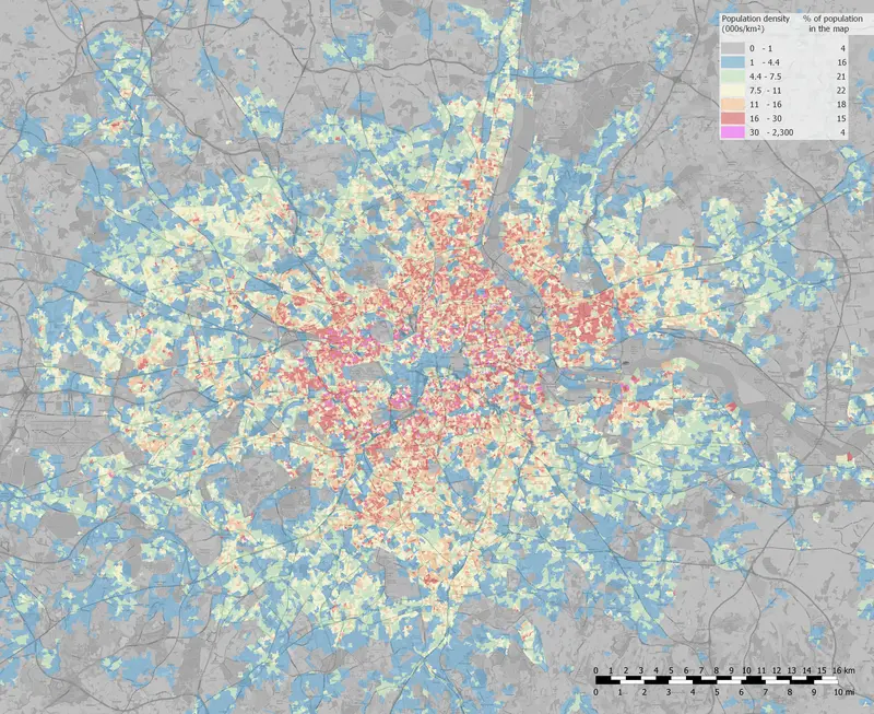 Map: Greater London Population Density Map 2011 Census