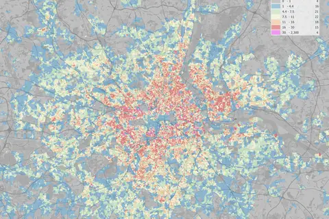 Map: Greater London Population Density Map 2011 Census